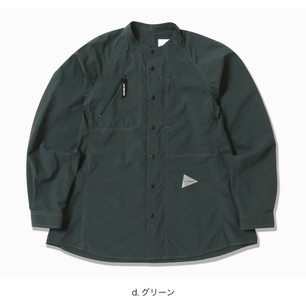 and wander（アンドワンダー） ストレッチリップバンドカラーシャツ