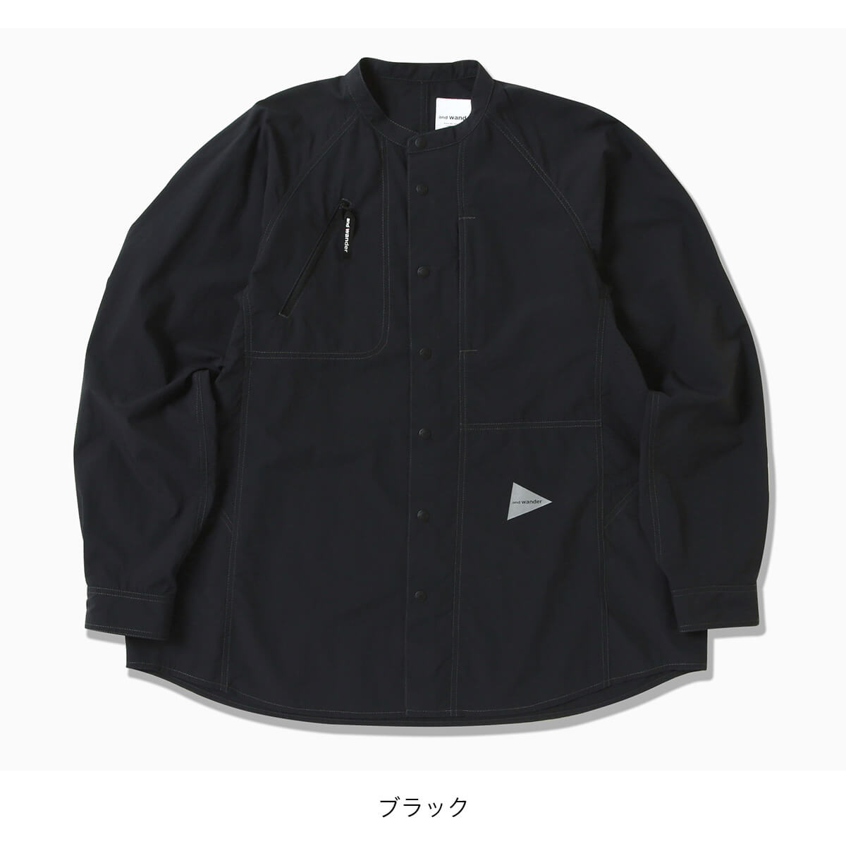 and wander（アンドワンダー） ストレッチリップバンドカラーシャツ