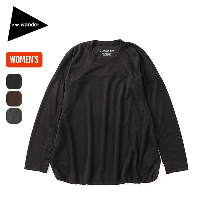 and wander アンドワンダー 長袖Tシャツ レディース-