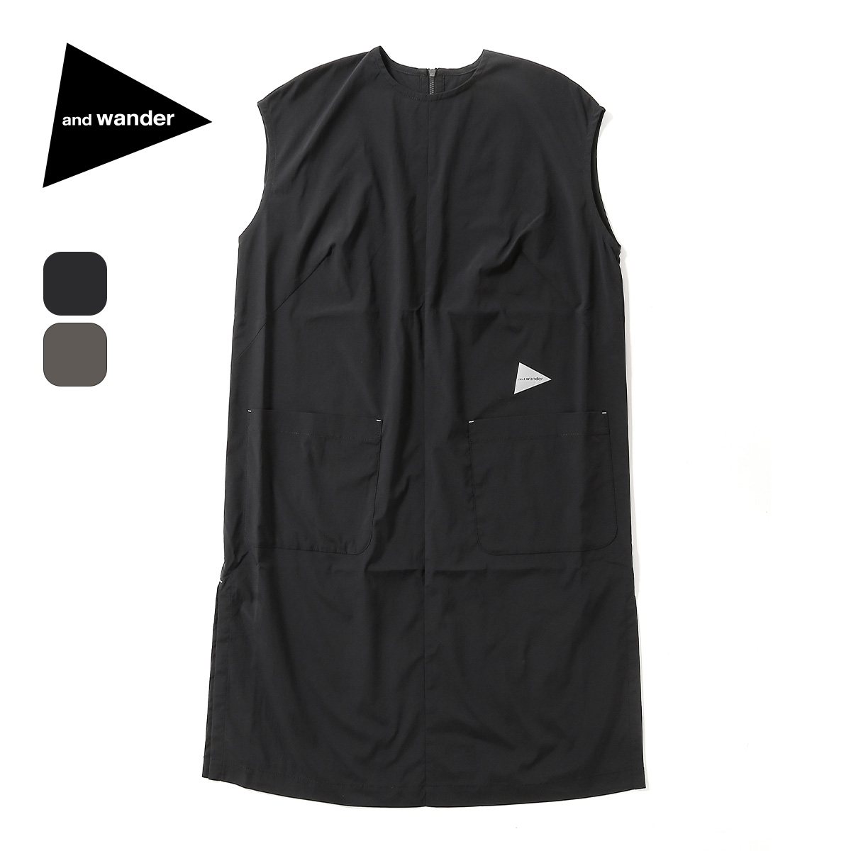 ★NATIONAL GEOGRAPHIC/ストレッチ フード 半袖 ワンピース★ and wander アンドワンダー UVカットストレッチSSドレス