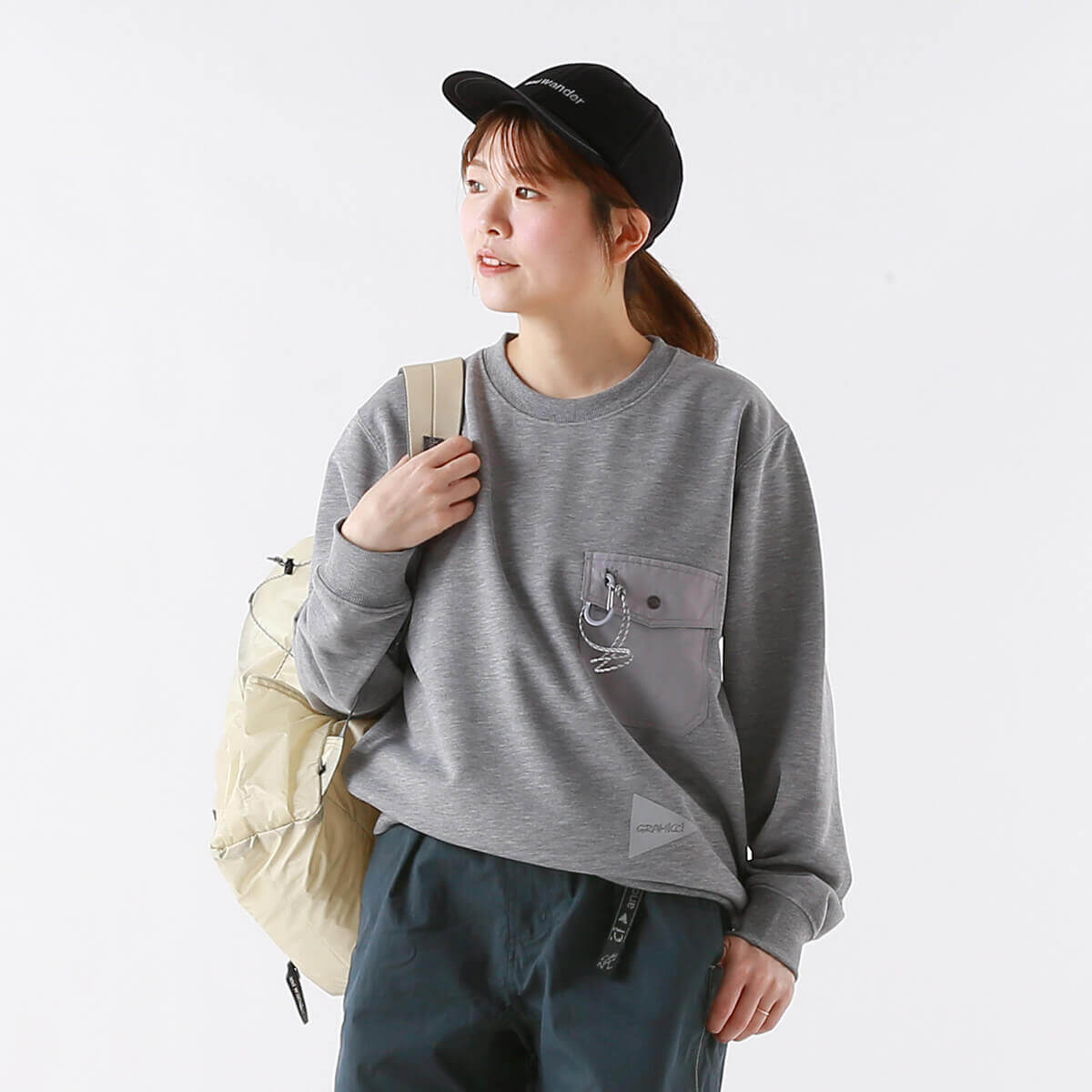 定価19800円 GRAMICCI × and wander ポケットスウェット and wander GRAMICCI×and グラミチ×アンドワンダー ポケット