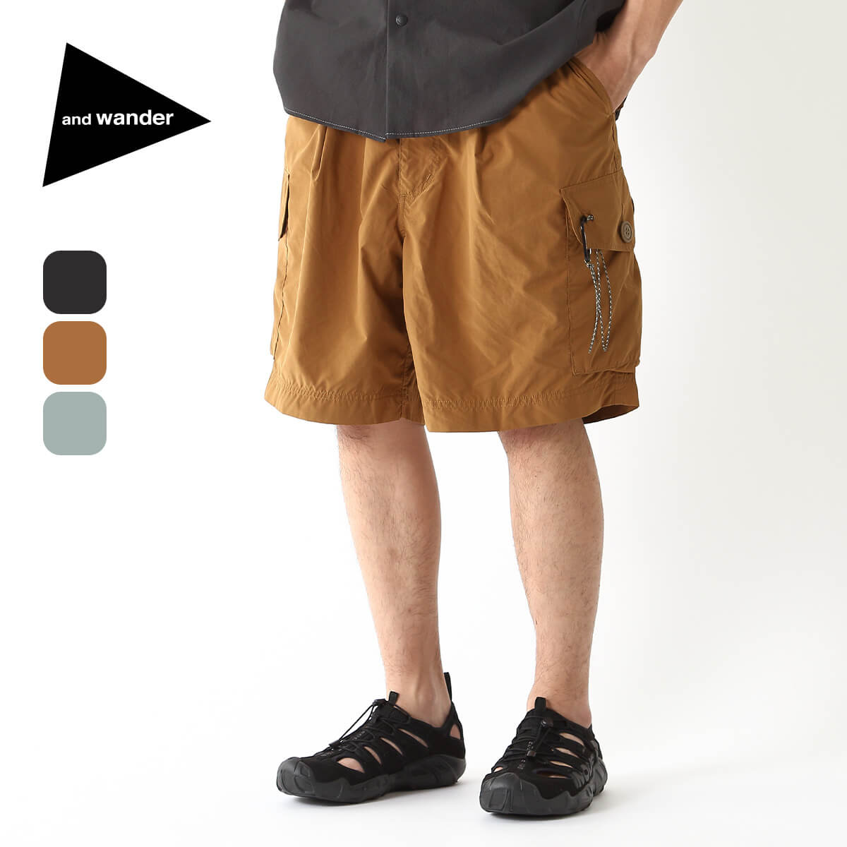 and wander アンドワンダー カバーオール Mサイズ and wander oversized cargo short pants (Womens) / アンド