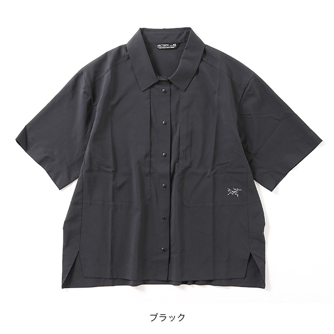 値引き！アークテリクス 半袖シャツ 黒 ARC'TERYX アークテリクス シーマシャツSS【ウィメンズ】襟