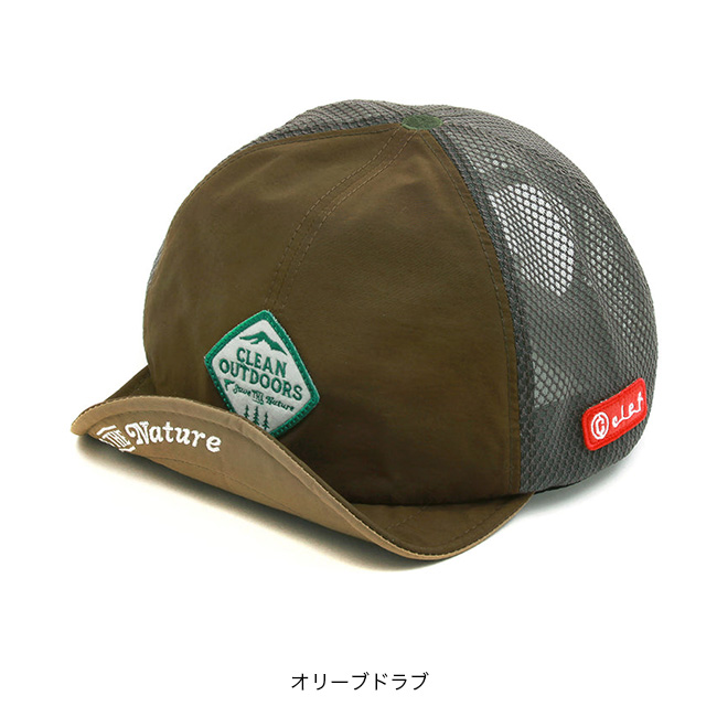 バッジ付きオリーブドラブ帽子 Clef クレ オールマウンテンメッシュB・キャップ RB3640 ALL MOUNTAIN