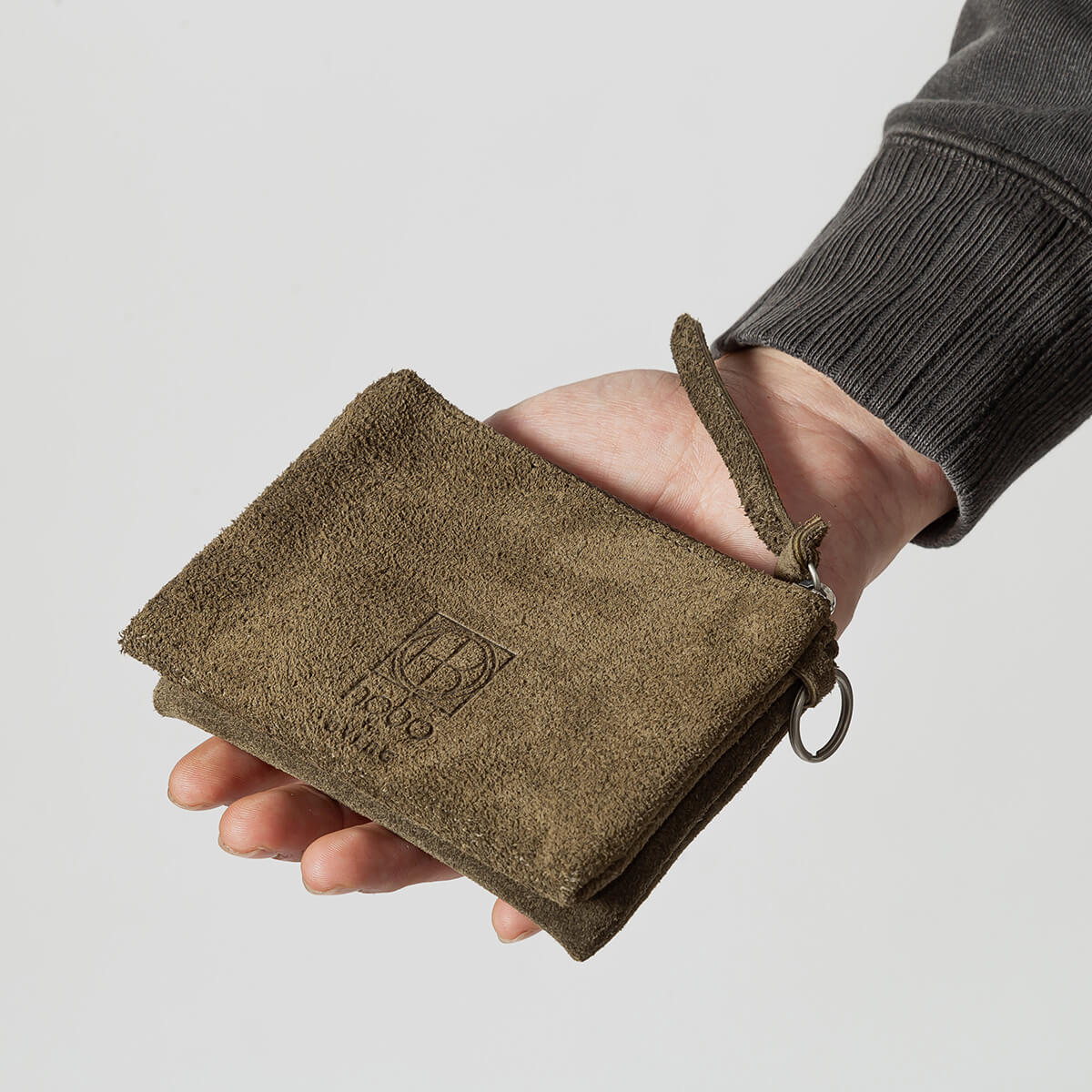 Hobo収納ポーチ小銭入れ（小号） DVERG × hobo ドベルグ×ホーボー ZIP CASE WATERPROOF COW SUEDE for