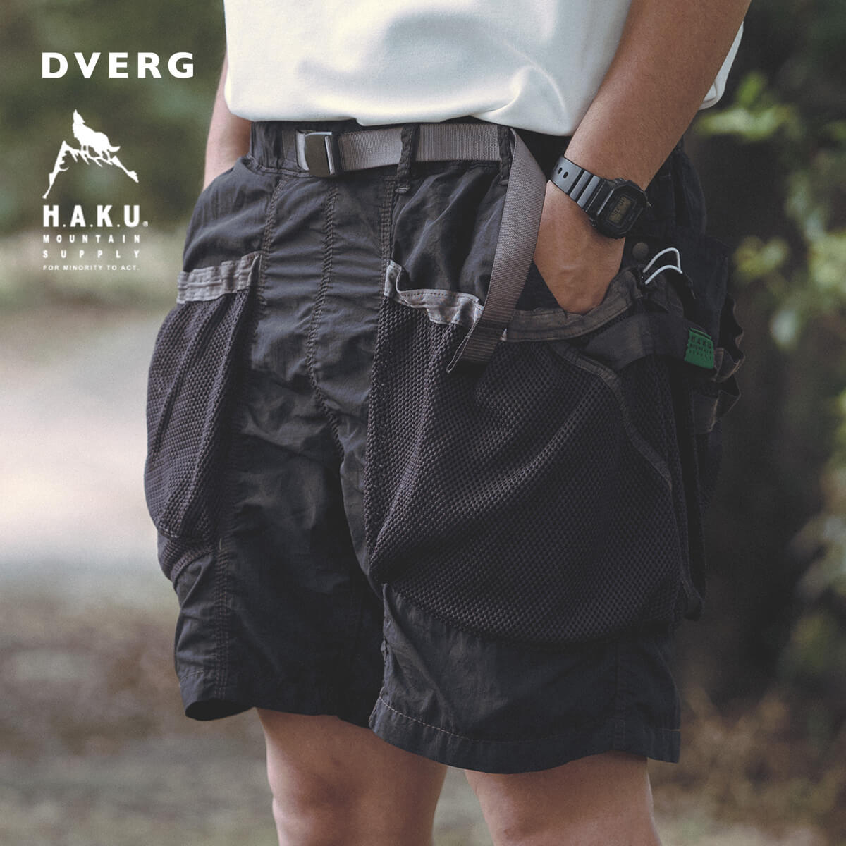 H.A.K.U MOUNTAIN SUPPLY ショートパンツ　ブラックカモ DVERG DVERG×H A K U MOUNTAIN SUPPLY ドベルグ×ハクマウンテン