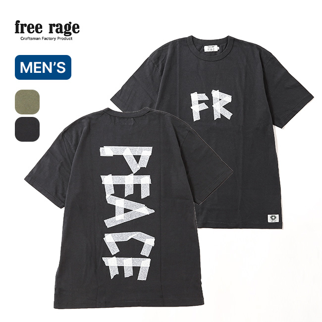 free rage フリーレイジ リサイクルコットンTシャツ テープピースロゴ