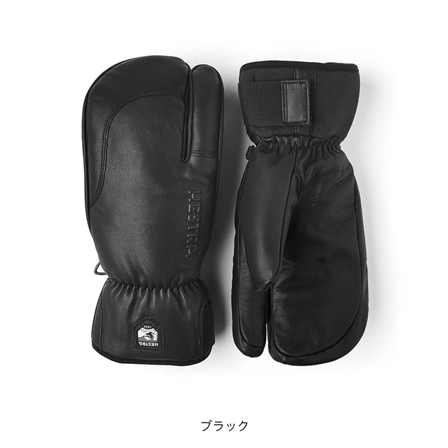 HESTRA TOPO スリーフィンガー グローブ ブラック レザーバーム付 HESTRA ヘストラ トポ スリーフィンガー 33872 TOPO 3-FINGER メンズ