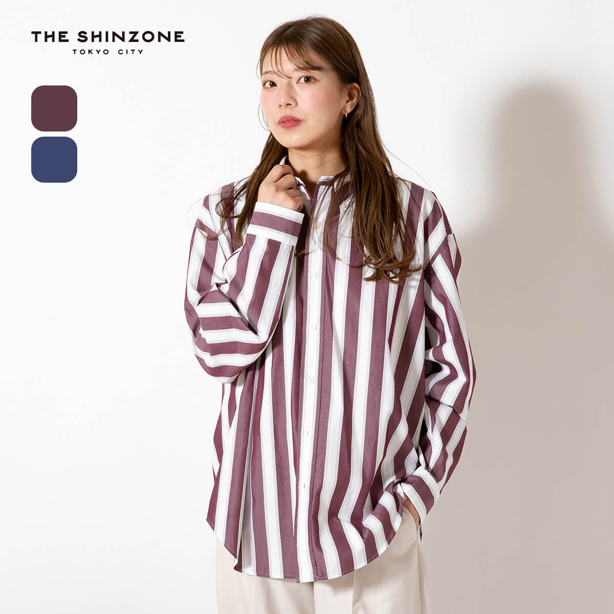 THE SHINZONE ザ シンゾーン ストライプダディシャツ 25SMSBL01