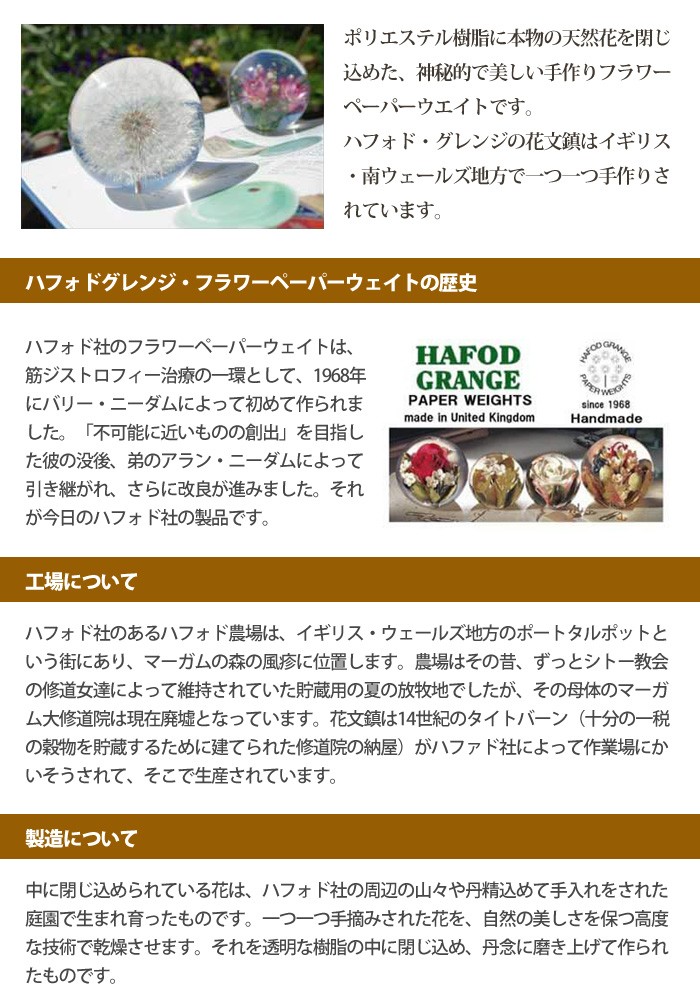 ハフォドグレンジ HafodGrange 花文鎮 フラワーペーパーウエイト L 