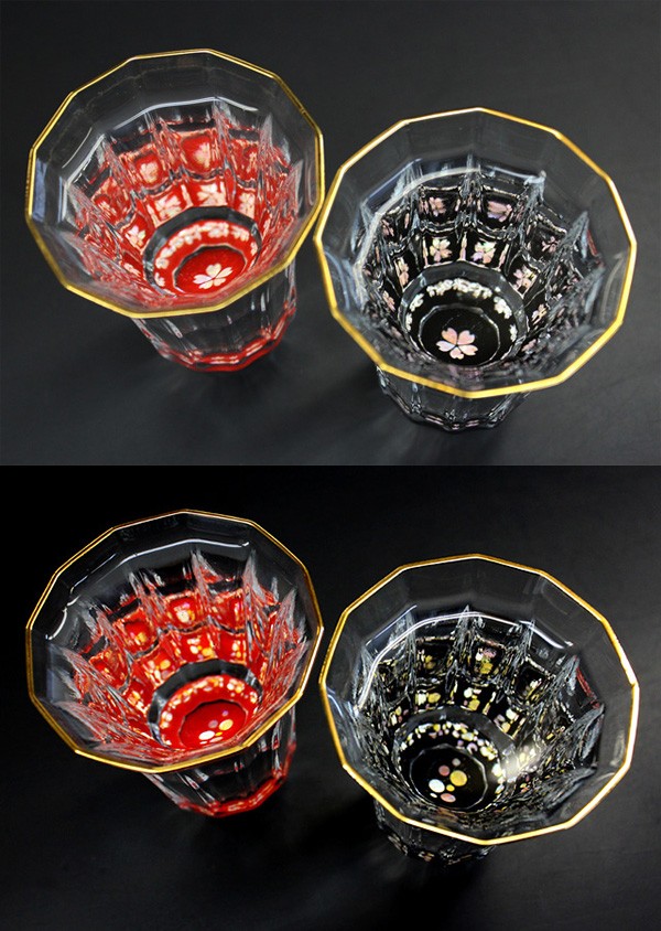 天野漆器 螺鈿ガラス 杯 万華鏡シリーズ 金桜 水玉 グラス 天野漆器 螺鈿ガラス 杯 万華鏡シリーズ 金桜 水玉 グラス