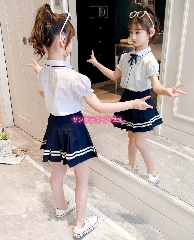 子供服 ショートパンツ セットアップ 半袖Tシャツ プリーツスカート 二