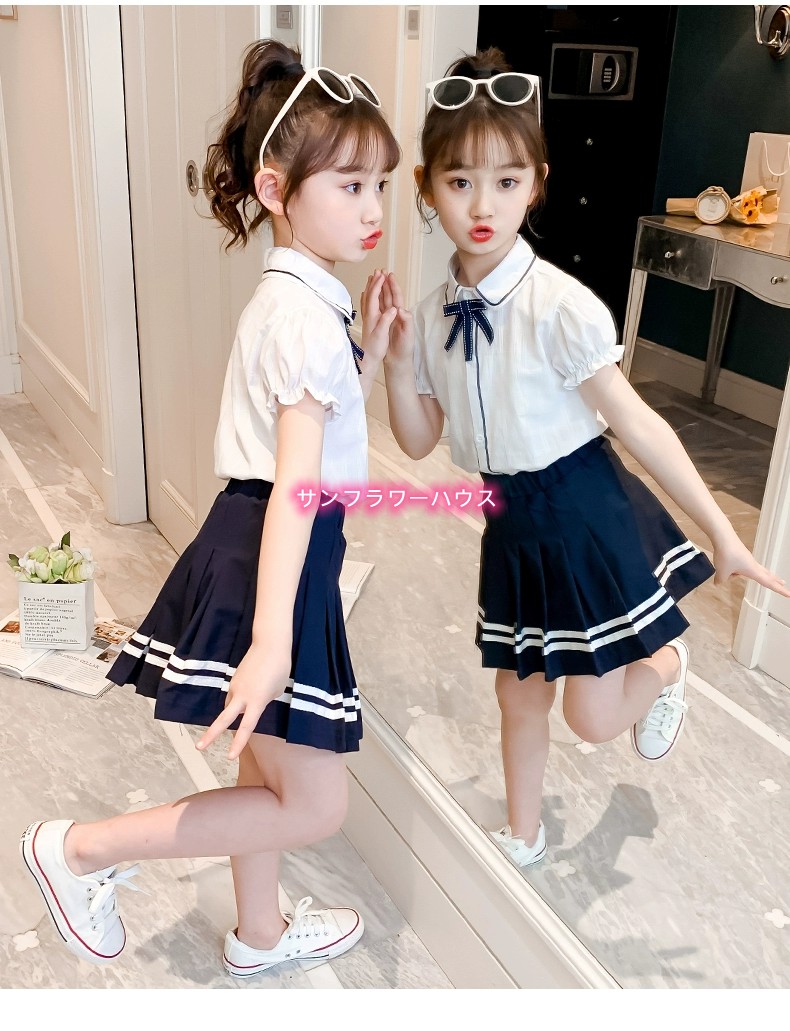 子供服 ショートパンツ セットアップ 半袖Tシャツ プリーツスカート 二