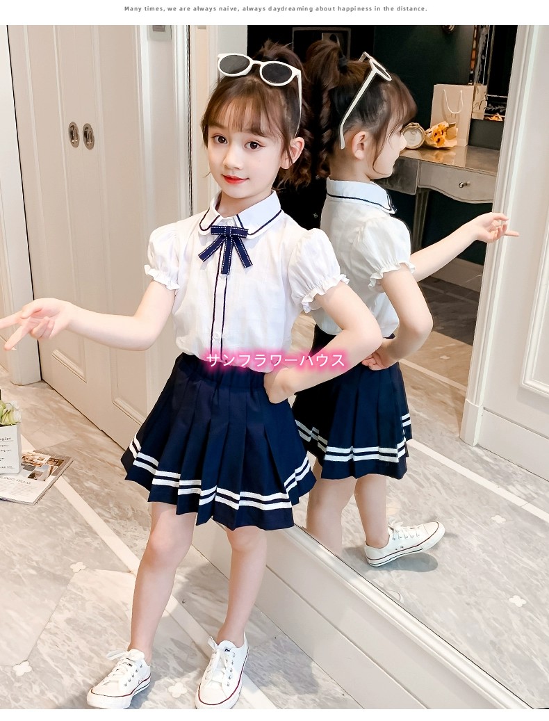 子供服 ショートパンツ セットアップ 半袖Tシャツ プリーツスカート 二