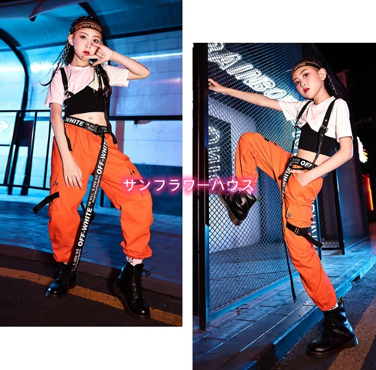 ダンス 衣装 キッズ 韓国 メッシュトップ ガールズ セットアップ