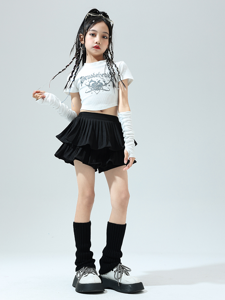KPOP アイドル ダンス衣装 女の子 セットアップ 白黒 ストリート
