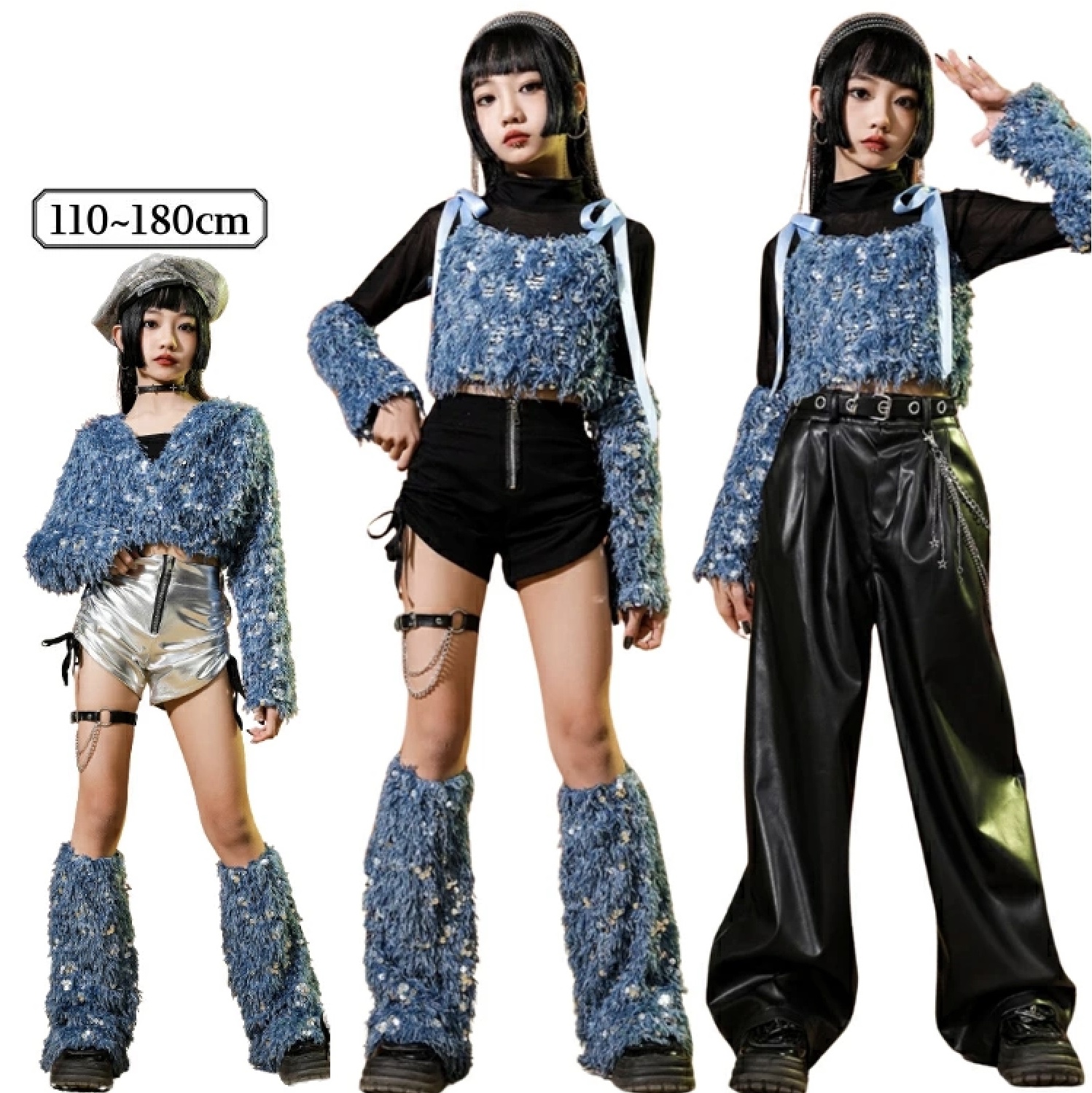 チアダンス セットアップ 女の子 キッズダンス衣装 レッグウォーマー