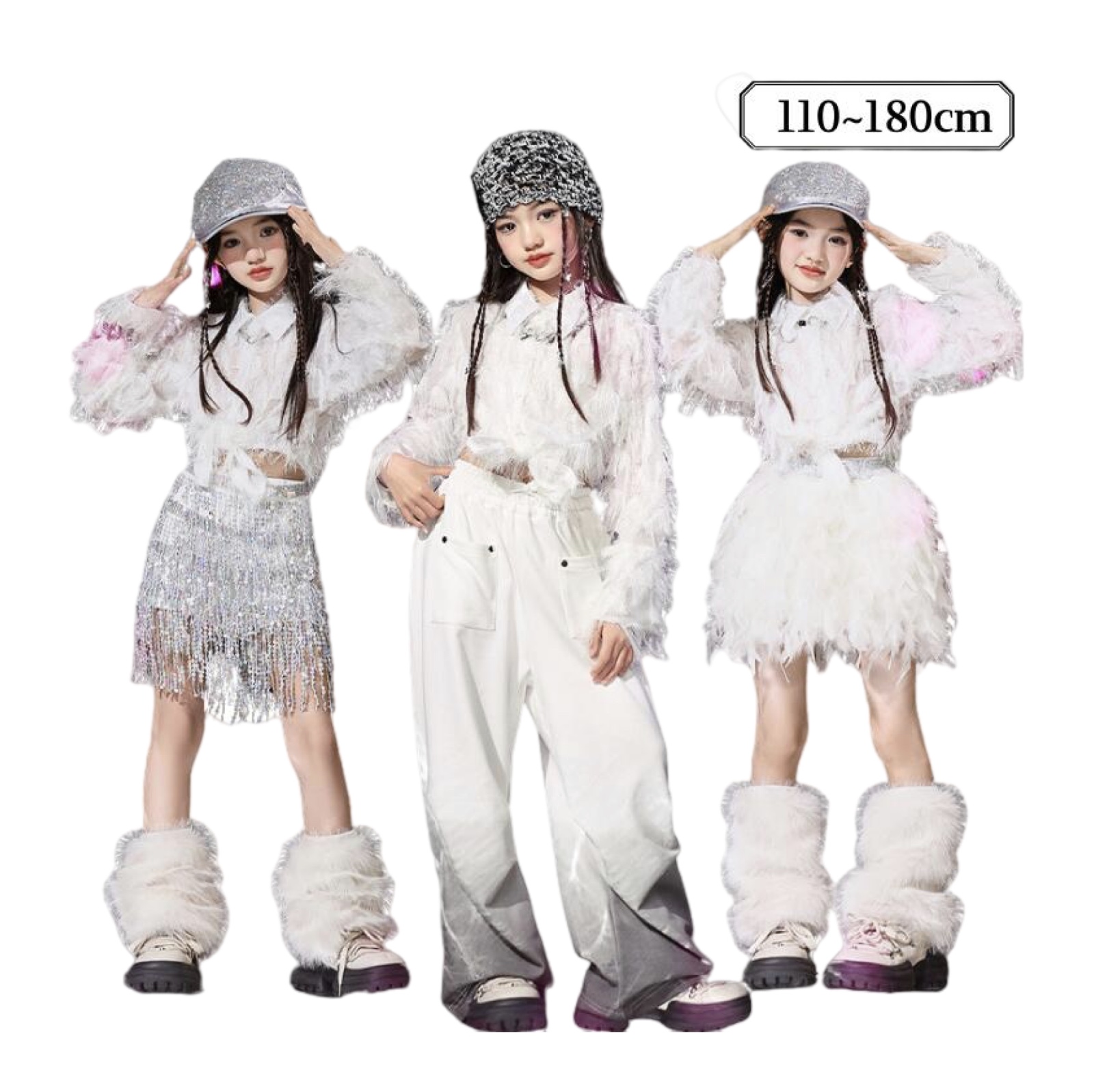 セットアップ キッズダンス トップス パンツ スカート レディース 白