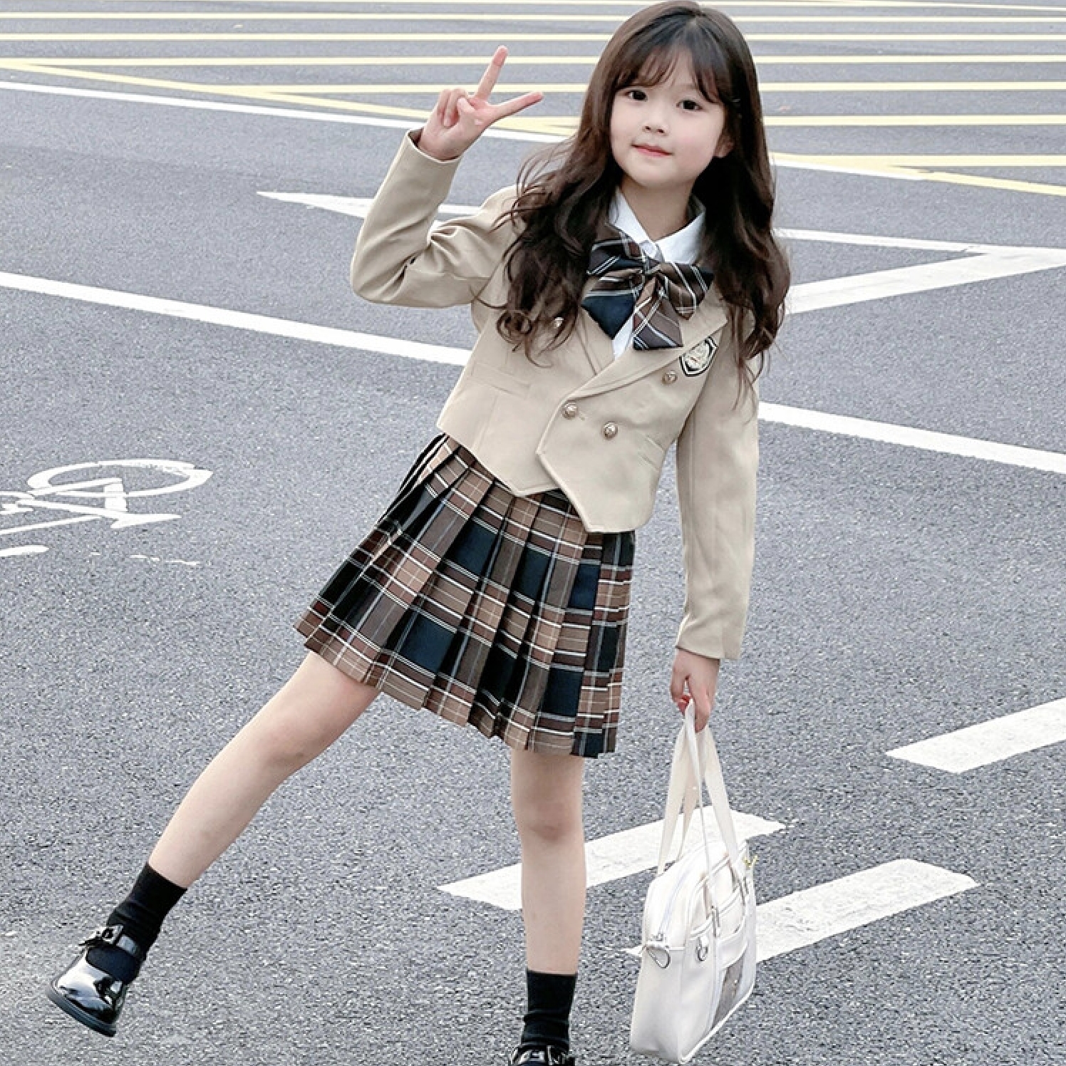 卒業式 入学式 女の子 スーツ リボン付き お嬢様 スカート 2点セット 3