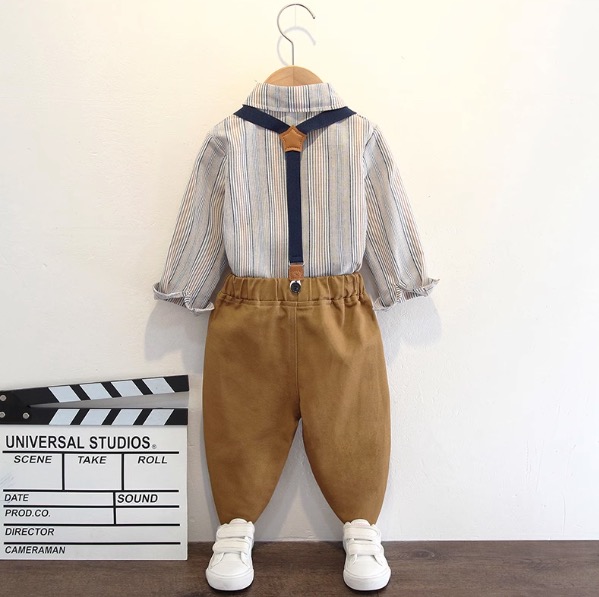 familiar 90cm 男の子 Tシャツとサスペンダーつきパンツのセット kf002_1.jpg