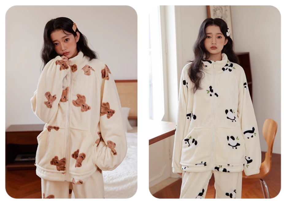 パジャマ ルームウェア 部屋着 かわいい クマ パンダ ふわふわ ソフト