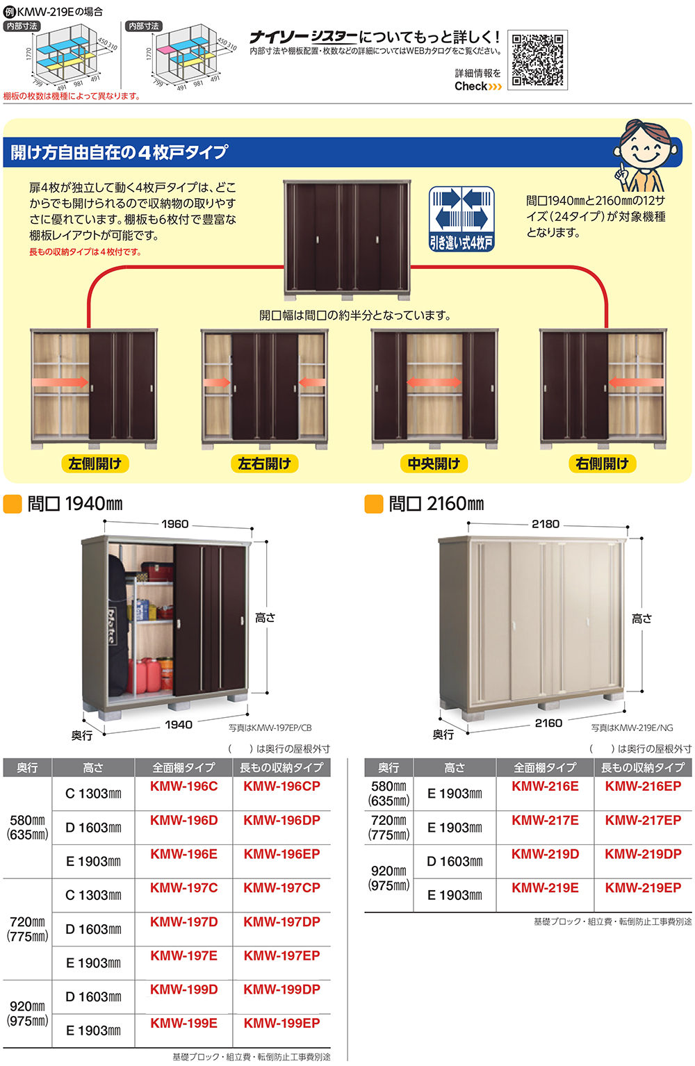 ナイソーシスター 二重構造収納庫 KMW-136E 全面棚タイプ 幅1320×奥行