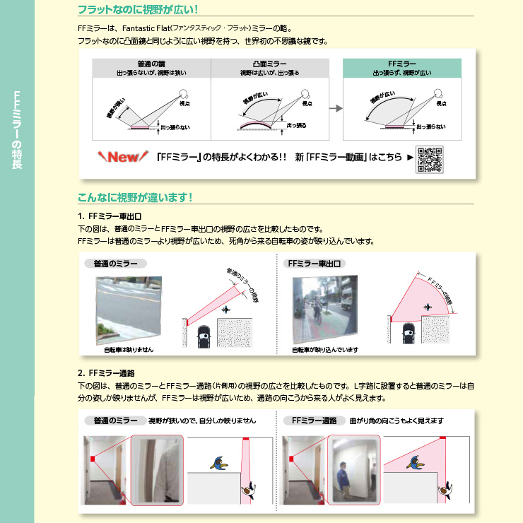 安全確認ミラー FFミラー自立埋込タイプ F48EXB 屋外可 参考画像