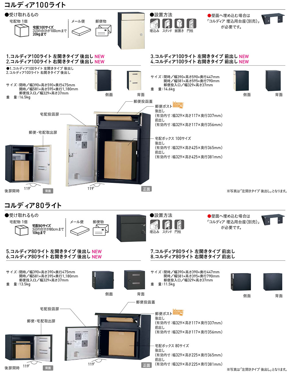 宅配ボックス コルディアライト 専用オプション コルディア