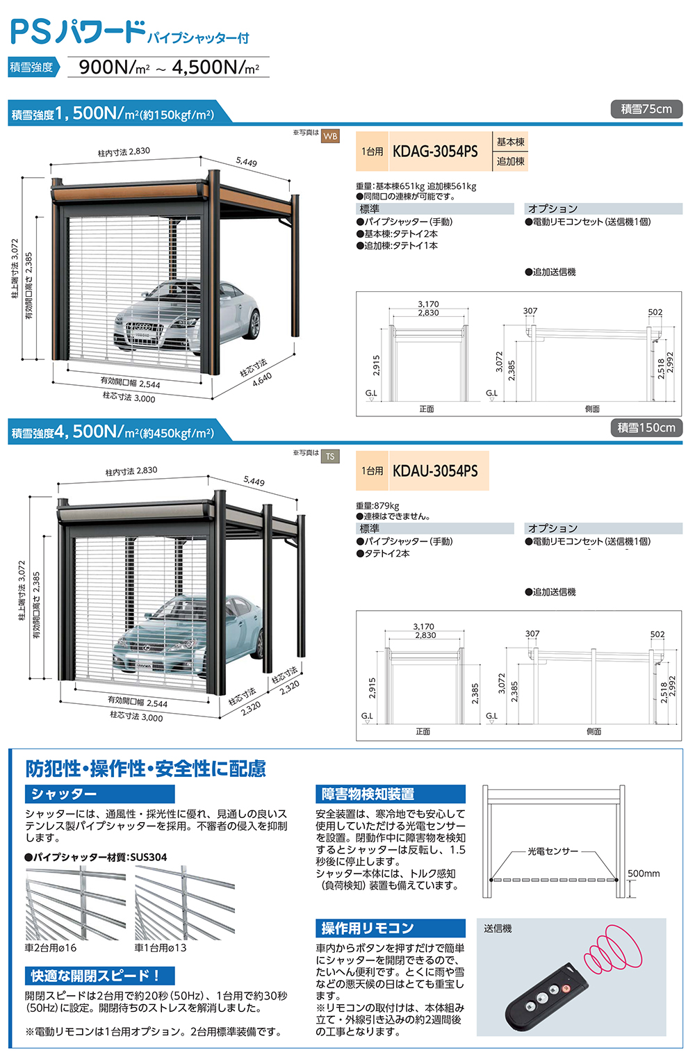 見積歓迎》ヨドカーポ KFCタイプ カーポート KFCA-5450 収容台数：2台