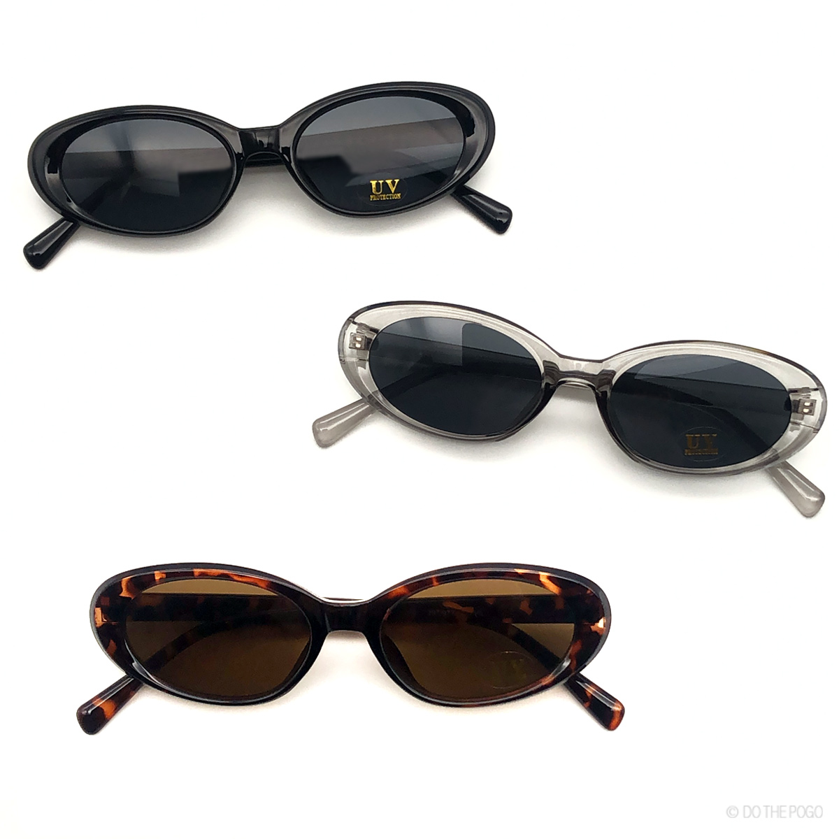 フラットレンズ オーバルサングラス カラーレンズ ストリート ブラック