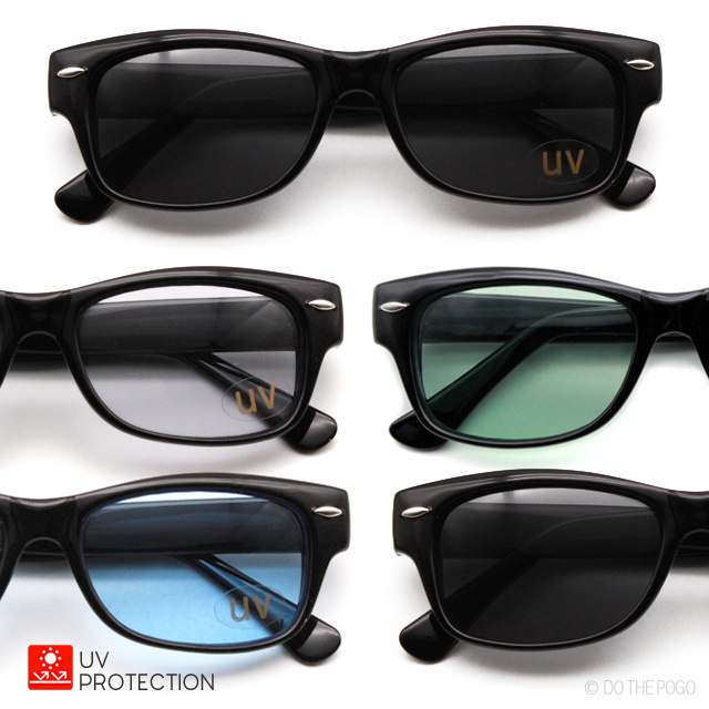 カラーレンズ スクエアサングラス バイカーシェード UVカット メンズ