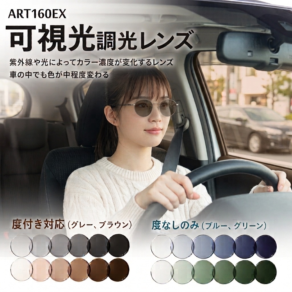 【新品・未使用・超美品】DITA ブルーライト 紫外線カットレンズ交換済み 可視光調光レンズ アートEX イトーレンズ ドライブ 運転 眩しさ軽減