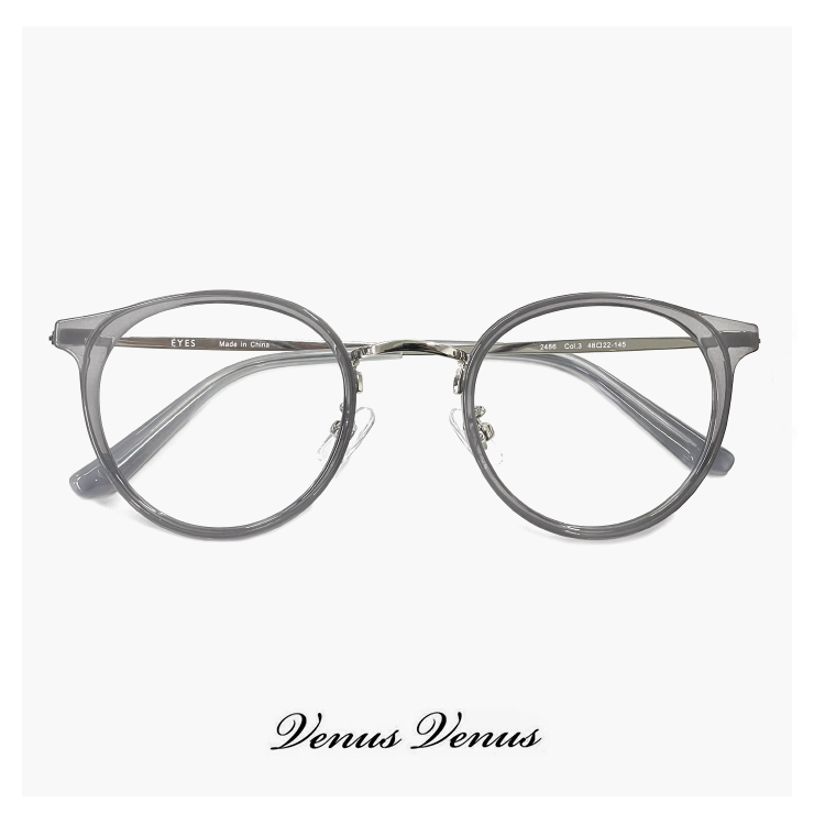 度付き対応 レンズ付き】 丸メガネ 2486-3 メンズ レディース クリア