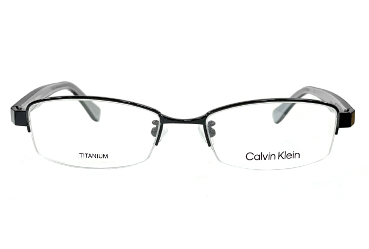 【 度付き 対応 無料 】 カルバンクライン メンズ メガネ ck5304a-001 calvin klein 眼鏡 ck5304a めがね チタン  メタル ナイロール ハーフリム 黒ぶち
