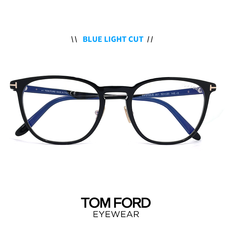 TOM FORD TF5700-B 001 ブルーライトカット メガネ ブラック - 通販