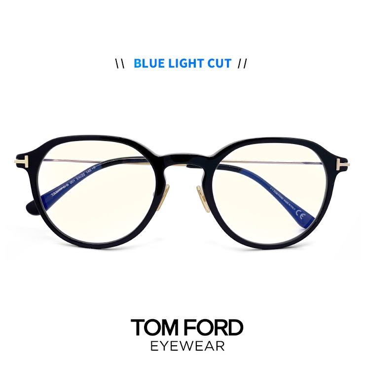 トムフォード ブルーライトカット レンズ 伊達メガネ TF5777-d-b 001 TOM FORD ft5777-d-b tf5777db  ft5777db クラウンパント 型 黒縁