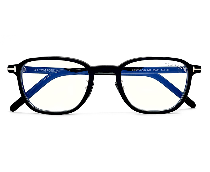 TOM FORD ブラック ラウンド型 メガネ(度あり) 日本企画】TOM FORD FT5861DB 001 ブラック(001 ブラック