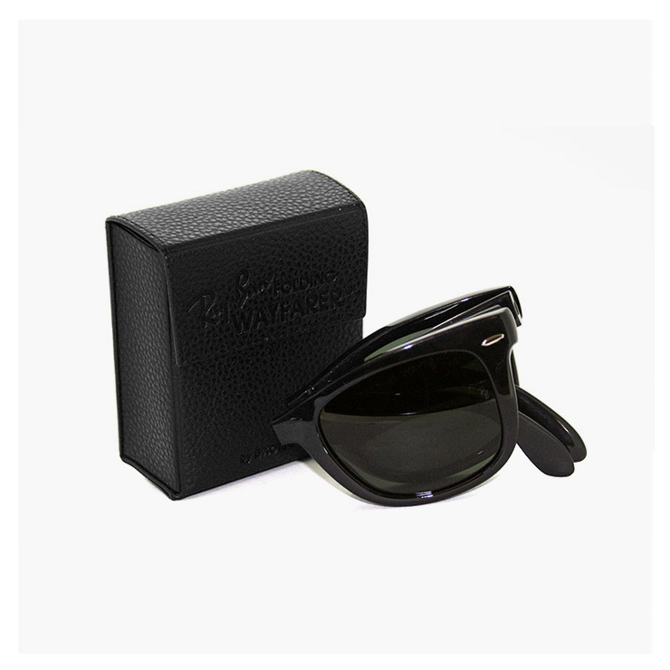 Ray-Ban Wayfarer 黒 サングラス ケース付き ,男性と女性向け Ray-Ban（レイバン） 折りたたみ サングラス Ray-Ban RB4105 601 50mm