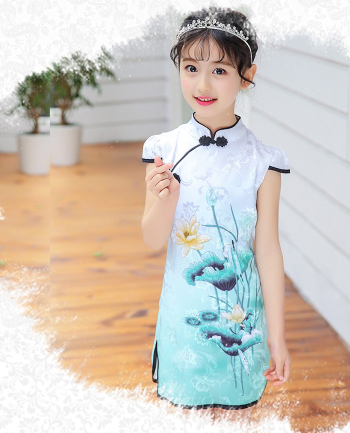 子供 チャイナドレス キッズ コスプレ ピンク 龍鳳 120cm 中華風 5色