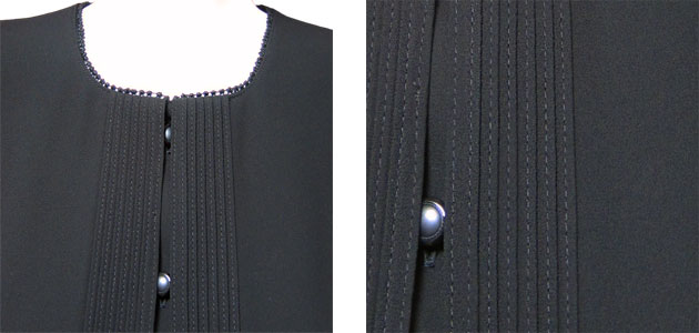 ブラックフォーマル 喪服  レディース 夏用 ふんわりレイヤードのピンタックブラウス 単品 八分袖 大きいサイズ 日本製 礼服 21273｜sunlook｜05