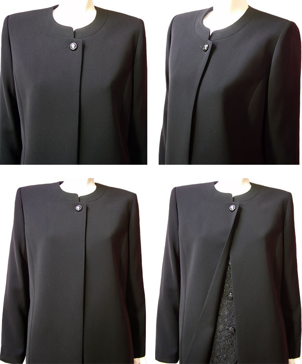 喪服 レディース ロング丈 ブラックフォーマル 体型カバー お尻が隠れる ゆったりノーカラーロングジャケット 単品 大きいサイズ 日本製 40代 50代 60代 45002 |  | 03