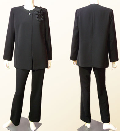 喪服 レディース ロング丈 ブラックフォーマル 体型カバー お尻が隠れる ゆったりノーカラーロングジャケット 単品 大きいサイズ 日本製 40代 50代 60代 45002 |  | 05