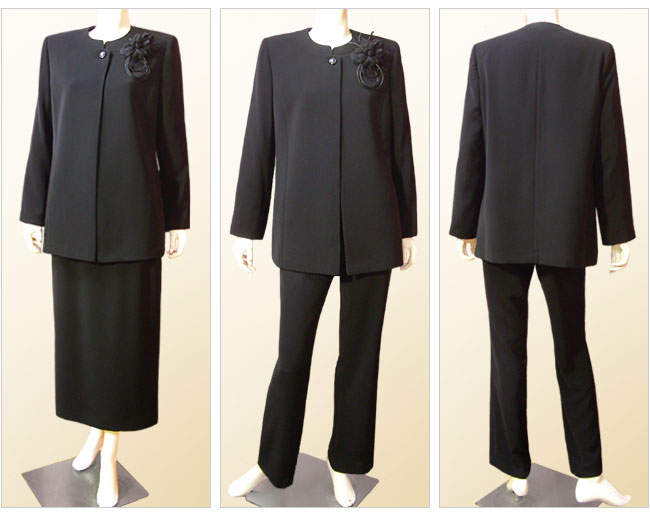 喪服 レディース ロング丈 ブラックフォーマル 体型カバー お尻が隠れる ゆったりノーカラーロングジャケット 単品 大きいサイズ 日本製 40代 50代 60代 45002 |  | 02