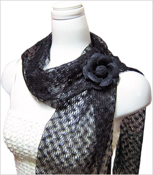 定形外郵便可 日本製 フロッキーレースのカメリアコサージュ ディムグレー 53606 |  | 01