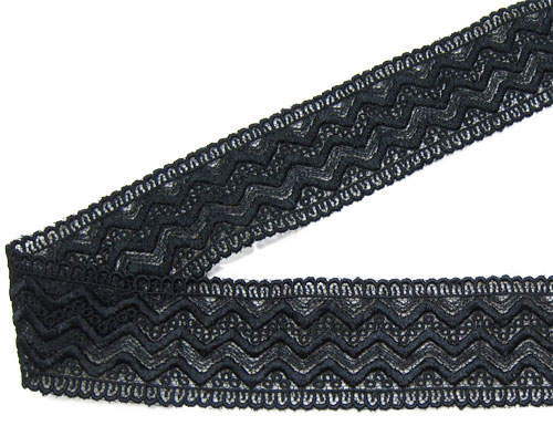 10cm単位販売 ゆうパケット可 巾約3.5cm 幾何学波柄の両端スカラチュールレース 黒 TB44 |  | 03