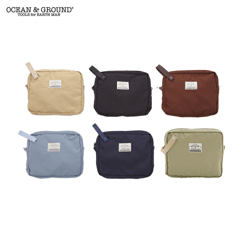 OCEAN&GROUND オーシャンアンドグラウンド ストラップ付き 撥水 オムツポーチ クラッチポーチ トラベルポーチ インナーバッグ コスメポーチ マルチポーチ 小物入れ 仕切り ポケット付き 収納 パパ ママ ベビーカー取り付け 無地 おしゃれ くすみカラー 撥水加工 防水