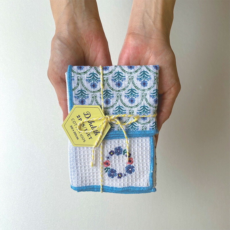 ご挨拶粗品プチギフト【熨斗付き】名入れREP刺繍プリントディッシュクロス2枚セット2枚組布巾ふきんタオルキッチンタオル個包装大量挨拶内祝い新築転勤熨斗キッチンクロスタオル300円くらい500円くらい