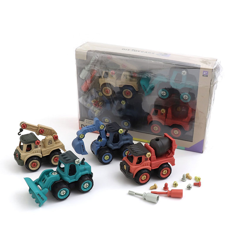 おもちゃミニカー車働く車工事車両組み立てDIYTOYCARSセット子供玩具ショベルカークレーン車ミキサー車ブルドーザープレゼントギフト誕生日クリスマスキッズジュニア男の子女の子エフオーF.O4歳5歳6歳