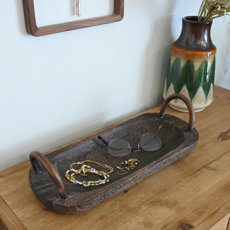 ウッド トレイ 置台 ディスプレイ スタンド 大きい 持ち手 木製 木