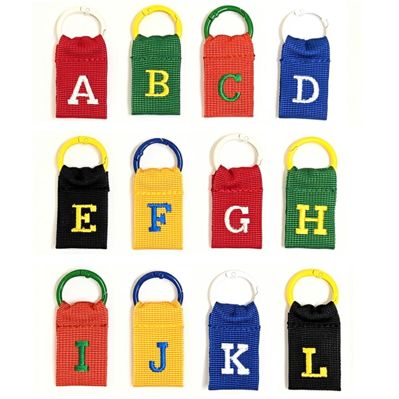 COLLEGE LETTER TAG カレッジレタータグ カレッジレター イニシャル タグ 刺繍 目印 キーホルダー 名前 リュック 傘 鞄 バッグ キーリング バイカラー ナイロンテープ ギフト プレゼント 